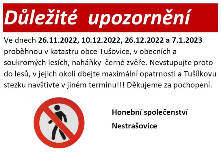 Upozornění na naháňky černé zvěře